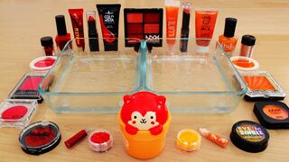 Red vs Orange - Mixing Makeup Eyeshadow Into Slime! Special Series 76 Satisfying Slime Video