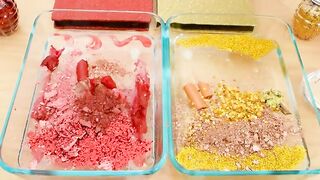 Red vs Gold - Mixing Makeup Eyeshadow Into Slime! Special Series 73 Satisfying Slime Video