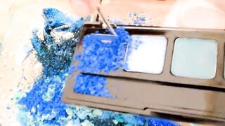 Blue vs Green Mixing Makeup Eyeshadow Into Slime! Special Series 72 Satisfying Slime Video