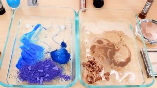 Chocolate vs Blueberry Mixing Makeup Eyeshadow Into Slime! Special Series 69 Satisfying Slime Video