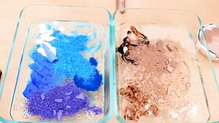 Chocolate vs Blueberry Mixing Makeup Eyeshadow Into Slime! Special Series 69 Satisfying Slime Video
