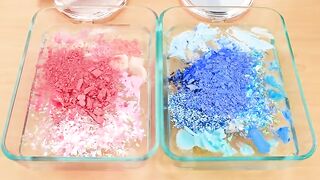 Pink vs Blue - Mixing Makeup Eyeshadow Into Slime! Special Series 68 Satisfying Slime Video