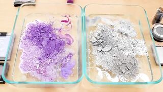 Purple vs Silver - Mixing Makeup Eyeshadow Into Slime! Special Series 65 Satisfying Slime Video