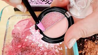 Pink vs Chocolate - Mixing Makeup Eyeshadow Into Slime! Special Series 60 Satisfying Slime Video