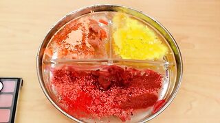 Red vs Yellow vs Orange - Mixing Makeup Eyeshadow into Slime!  Relaxing and Satisfying Slime Video