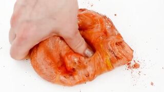 Red vs Yellow vs Orange - Mixing Makeup Eyeshadow into Slime!  Relaxing and Satisfying Slime Video