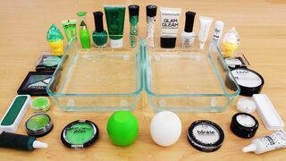 Green vs White Mixing Makeup Eyeshadow Into Slime! Part 59 Satisfying Slime Video