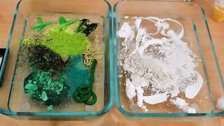 Green vs White Mixing Makeup Eyeshadow Into Slime! Part 59 Satisfying Slime Video