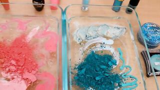 Coral vs Aqua - Mixing Makeup Eyeshadow Into Slime! Special Series Part 58 Satisfying Slime Video
