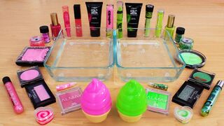 Mixing Makeup Eyeshadow Into Slime! Pink vs Green Special Series Part 57 Satisfying Slime Video