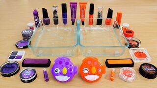 Mixing Makeup Eyeshadow Into Slime! Purple vs Orange Special Series Part 55 Satisfying Slime Video