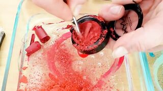 Mixing Makeup Eyeshadow Into Slime! Red vs Teal Special Series Part 54 Satisfying Slime Video