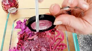 Mixing Makeup Eyeshadow Into Slime! Pink vs Silver Special Series Part 49 Satisfying Slime Video