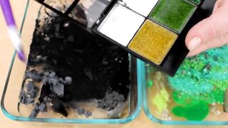 Mixing Makeup Eyeshadow Into Slime! Black vs Green Special Series Part 45 Satisfying Slime Video