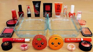 Mixing Makeup Eyeshadow Into Slime! Red vs Orange Special Series Part 44 Satisfying Slime Video