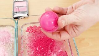 Mixing Makeup Eyeshadow Into Slime! Light Pink vs Hot Pink Special Series 42 Satisfying Slime Video