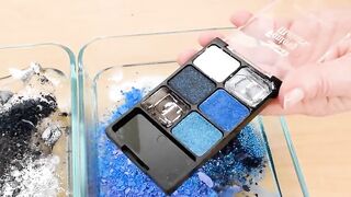 Mixing Makeup Eyeshadow Into Slime! Blue vs Silver Special Series Part 38 Satisfying Slime Video