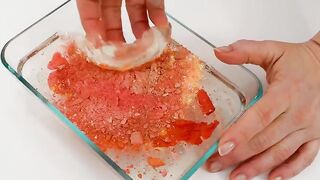 Mixing Makeup Eyeshadow Into Slime! Pink vs Orange Special Series Part 38 Satisfying Slime Video