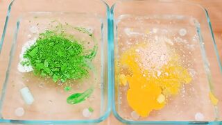 Mixing Makeup Eyeshadow Into Slime ! Green vs Yellow Special Series Part 35 Satisfying Slime Video