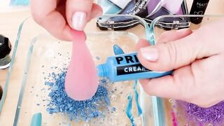 Mixing Makeup Eyeshadow Into Slime ! Teal vs Purple Special Series Part 21 Satisfying Slime Video