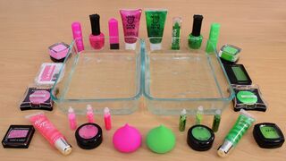 Mixing Makeup Eyeshadow Into Slime ! Pink vs Green Special Series Part 13 Satisfying Slime Video