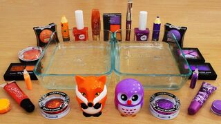 Mixing Makeup Eyeshadow Into Slime ! Purple vs Orange Special Series Part 2 ! Satisfying Slime Video