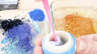 Mixing Makeup Eyeshadow Into Slime ! Blue vs Yellow Special Series ! Satisfying Slime Video