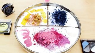 Mixing Makeup Eyeshadow Into Slime! Blue vs Red vs Yellow Special Series Satisfying Slime Video