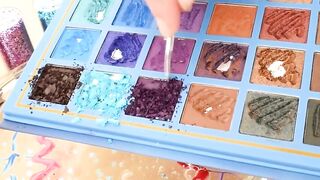 Mixing Eyeshadow and Glitter into Clear Slime - Satisfying Slime ASMR