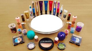 Mixing Makeup Eyeshadow and Lipstick into Glossy Slime !!!