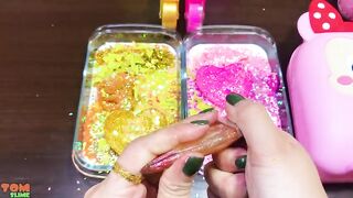 GOLD vs PINK ! Mixing Random Things into GLOSSY Slime ! Satisfying Slime Video #985