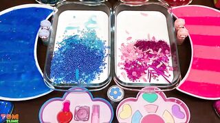 PINK vs BLUE ! Mixing Random Things into GLOSSY Slime ! Satisfying Slime Video #953