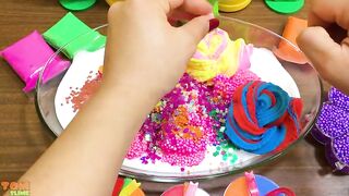 Mixing Clay,Glitter and Foam into GLOSSY Slime ! Satisfying Slime Video #898