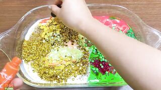 WATERMELON vs GOLD Slime ! Mixing Random into GLOSSY Slime ! Satisfying Slime Video #896