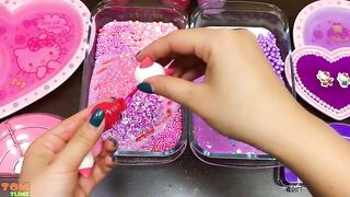 PURPLE vs PINK KITTY! Mixing Random into GLOSSY Slime ! Satisfying Slime Video#844