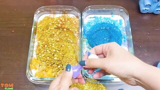 Gold vs Blue Slime | Mixing Glitter and Beads into Slime ASMR! Satisfying Slime Videos #841