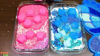 Pink vs Blue Slime | Mixing Beads and Glitter into Slime ASMR! Satisfying Slime Videos #827