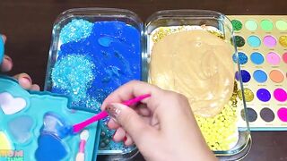 Yellow vs Blue Slime | Mixing Makeup and Glitter into Slime ASMR! Satisfying Slime Videos #823