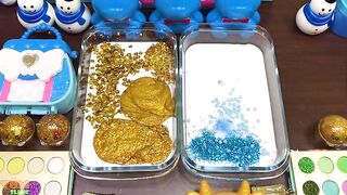 Gold vs Blue Slime | Mixing Makeup and Glitter into Slime ASMR! Satisfying Slime Videos #821