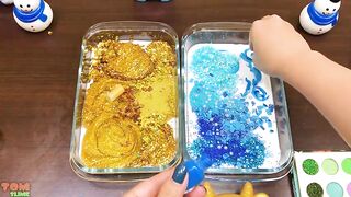Gold vs Blue Slime | Mixing Makeup and Glitter into Slime ASMR! Satisfying Slime Videos #821