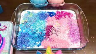 Unicorn Slime Pink vs Blue | Mixing Makeup and Glitter into Slime ASMR! Satisfying Slime Videos #818