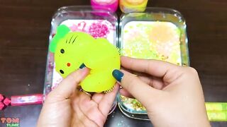 Pink vs Yellow Slime | Mixing Beads and Glitter into Slime ASMR! Satisfying Slime Videos #816