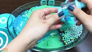 Teal Slime | Mixing Makeup and Beads into Clear Slime ASMR! Satisfying Slime Videos #803
