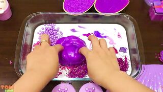 Purple Slime | Mixing Makeup and Glitter into Slime ASMR! Satisfying Slime Videos #802