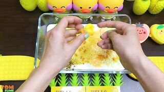 Yellow Slime | Mixing Glitter and Floam into Slime ASMR! Satisfying Slime Videos #801