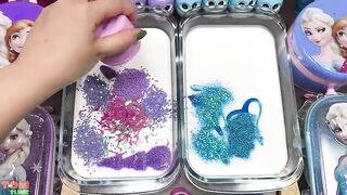 Disney Princess Slime Purple vs Blue | Mixing Beads and Glitter into Slime ASMR! #788