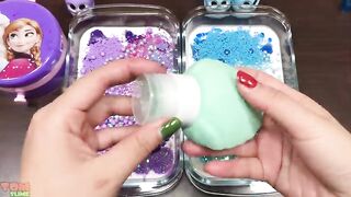 Disney Princess Slime Purple vs Blue | Mixing Beads and Glitter into Slime ASMR! #788