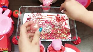 Red Peppa Pig Slime | Mixing Makeup and Glitter into Slime ASMR! Satisfying Slime Videos #736