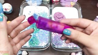 Hello Kitty Slime Purple vs Blue | Mixing Makeup and Glitter into Slime ASMR! Satisfying Slime #720