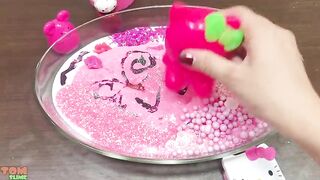 Pink Hello Kitty Slime | Mixing Makeup and Glitter into Slime ASMR! Satisfying Slime Videos #704